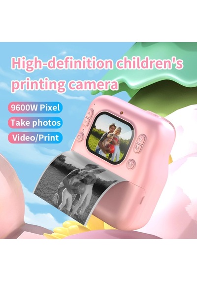 Dijital Fotoğraf Çıkaran Video Kaydedici Taşınabilir Anında Baskı Çıkaran Çocuk Kamerası Pembe Çok Renkli