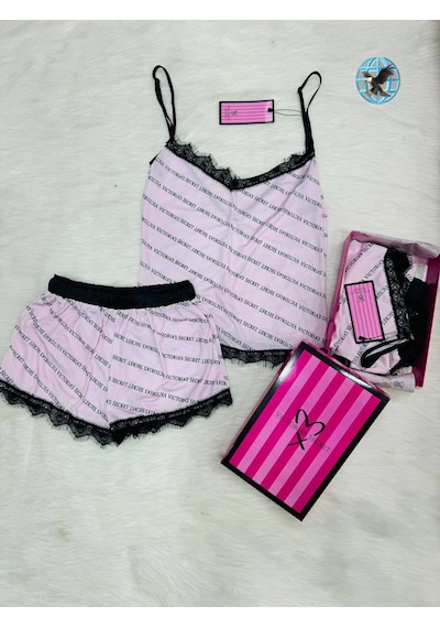 Victoria's Secret Bayan Yazlık Şortlu 2"li Pijama Takımı Açık Pembe