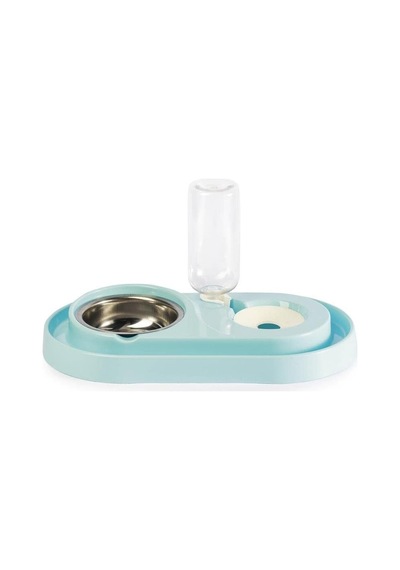 Hazneli Kedi-köpek Mama Ve Su Kabı Seti 500ml Turkuaz