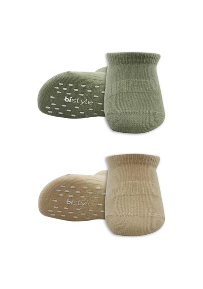 2'li Sneakers Kaymaz Colours Penye Çorap Bs20104 Nil Bej Renkli Çok Renkli