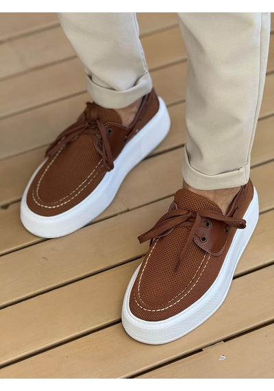 Roof Atelier Erkek Kahve Triko Kalın Taban Loafer Ayakkabı - 2602 - Triko Kahve