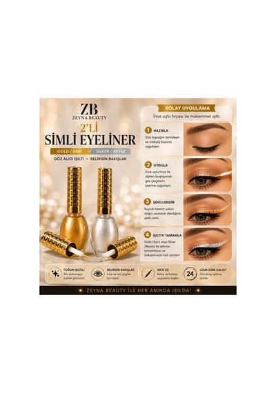 2'li Simli Eyeliner Sarı Beyaz Gold & Silver Beyaz - 292177545 Diğer