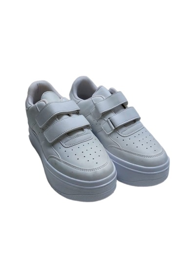 Ortopedik Yüksek Kaymaz Tabanlı Çift Cırtlı Unisex Spor Ayakkabı Beyaz