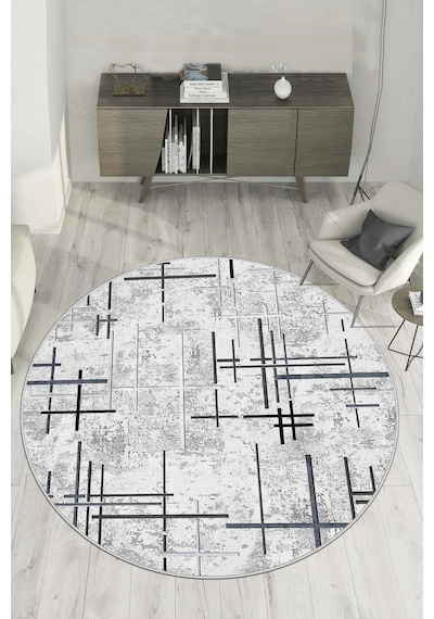 West Home Dijital Baskı Yıkanabilir Kaymaz Taban Yuvarlak Mutfak Halısı Salon Halısı Ve Yolluk Wh 488 Grey Yuvarlak