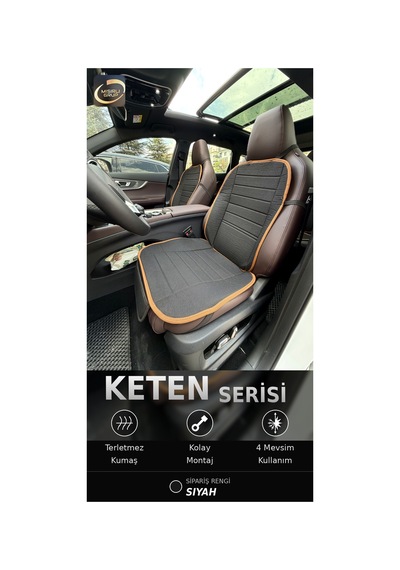 Mercedes-benz Eqa / Eqb 2021-2026 Ön Ve Arka Koltuk Terletmez Dolgulu Keten Koltuk Minder Siyah - Taba