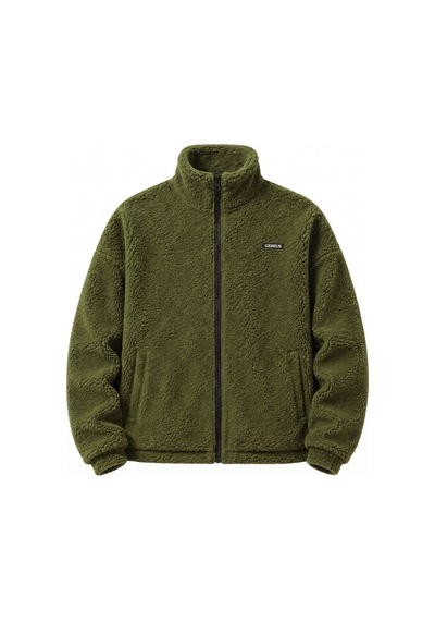 Genius Store Oversize Peluş Erkek İçi Polarlı Tam Fermuarlı Sherpa Sonbahar Kış Kadın Polar Sweatshirt Oversıze-pelus Haki