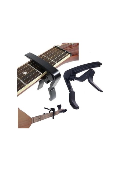 Erga Müzik Gitar Ve Bağlama Için Metal Kapo Kelepçe - Siyah Cap