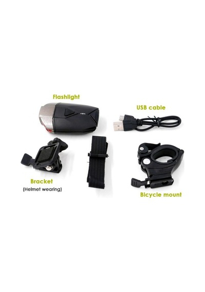 Forte Gt Superl Lava 300Lm Bisiklet Ön Işık Usb Kask Ve Gidon Far Siyah