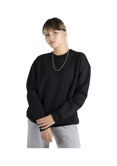 Kadın Siyah Oversize Üç Iplik Şardonlu Bisiklet Yaka Sweatshirt 22k-5200177-5 Siyah