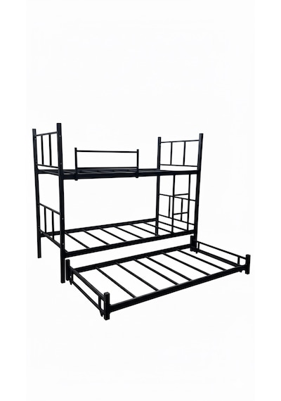 Modern Yıldız Yavrulu Ranza 90x190 Yatak Uyumlu 3 Kişilik Siyah Metal Ranza Karyola Modern Yıldız Yavrulu Ranza 90x190 Yatak Uyumlu 3 Kişilik Siyah Metal Ranza Karyola