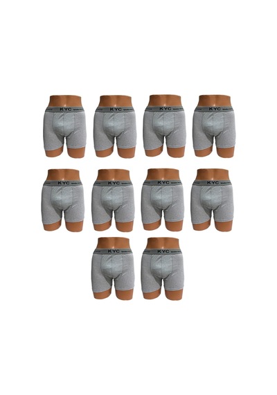 Kyc Shopping 10 Adet Gri Renk Pamuklu Likralı Penye Esnek Kumaş Boxer