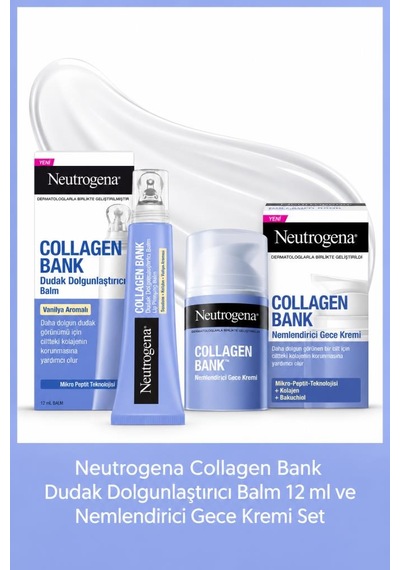 Collagen Bank Dudak Dolgunlaştırıcı Balm 12ml + Collagen Bank Nemlendirici Gece Kremi 50 Ml