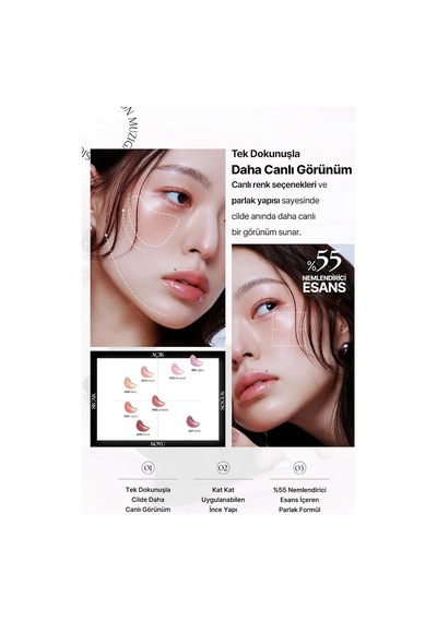 Hafif Yapılı, Ciltle Bütünleşen Parlak Bitişli Likit Allık Objet Blush 001 Lilium