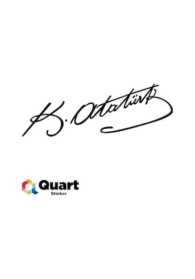 Kemal Atatürk İmzalı Sticker 35 x 10 CM Beyaz