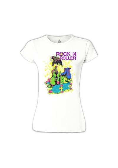 Rock'n Roller Beyaz Kadın Tshirt 001