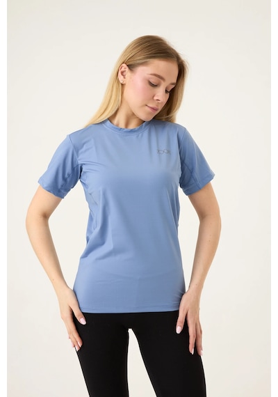 Zoor Kadın Kısa Kol Compression Fitness Gym Spor Body Tshirt Mavi