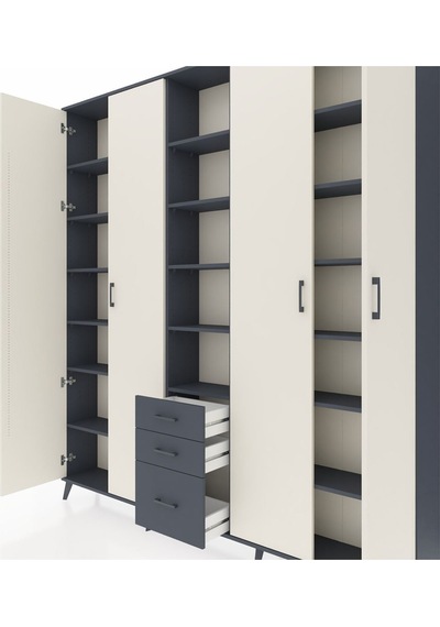 Arges Dolap 17 Raflı 3 Çekmeceli 4 Kapaklı 220x30x243 Antrasit-aytaşı/antrasit Aytası/antrasıt Arges Dolap 17 Raflı 3 Çekmeceli 4 Kapaklı 220x30x243 Antrasit-aytaşı/antrasit Aytası/antrasıt