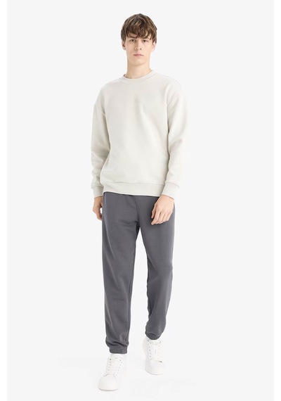 Defacto Boxy Fit İçi Yumuşak Tüylü Taş Erkek Sweatshirt X8282az/bg672