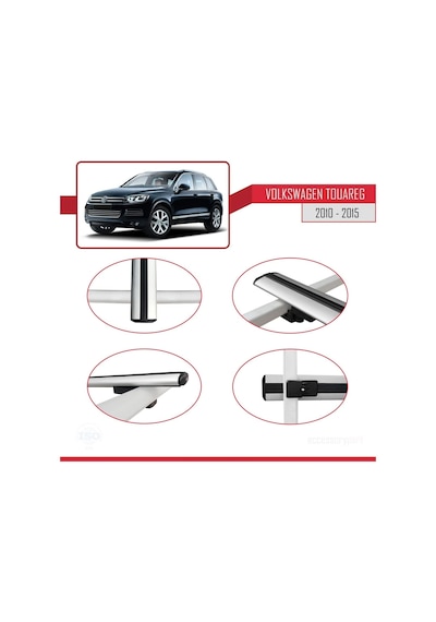 Volkswagen Touareg 2010-2015 Arası İle Uyumlu Basic Model Ara Atkı Tavan Barı Gri 3 Adet