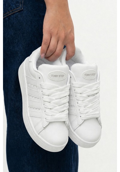 Tonny Step Unisex Günlük Bağcıklı Ortopedik Spor Ayakabı Sneaker Ayakkabı Beyaz-beyaz Çizgi Tonny Step Unisex Günlük Bağcıklı Ortopedik Spor Ayakabı Sneaker Ayakkabı Beyaz-beyaz Çizgi
