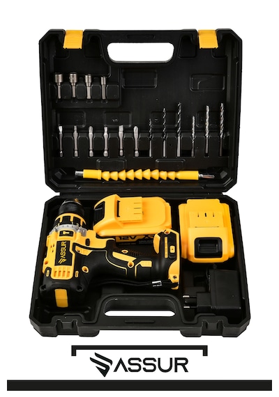 Assur ASR237 12V Çift Akü Darbeli Akülü Vidalama Sarı