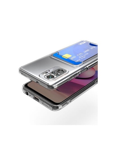 Xiaomi Poco M5s İle Uyumlu Kılıf Kartlıklı Kartvizitli Şeffaf Telefon Kılıfı Kapak