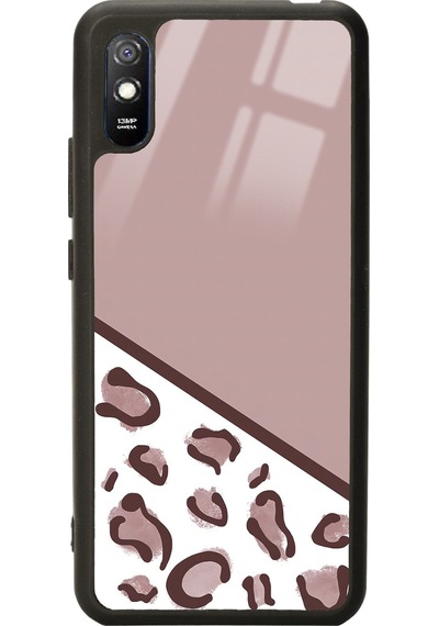 Xiaomi Redmi 9a Kahve Leopar Tasarımlı Glossy Telefon Kılıfı Siyah