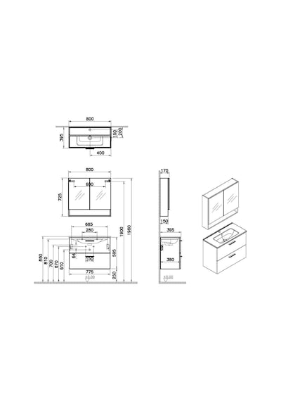 VitrA Mia Banyo Dolabı Seti 80 Cm Beyaz 66050 Beyaz