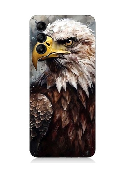 Samsung Galaxy A55 Uyumlu Asil Beyaz Başlı Siyah Kartal Desenli Silikon Kılıf