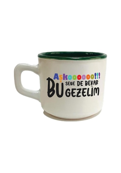 Mor Mürekkep Aşkoooooo Baskılı Yeşil Venüs Kupa