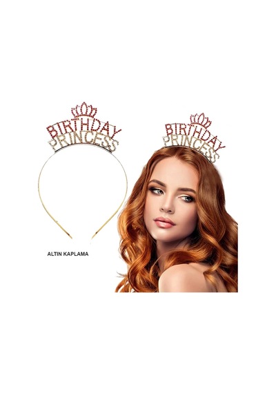 Birthday Princess Kristal Taç Altın Kaplama Açık Mavi