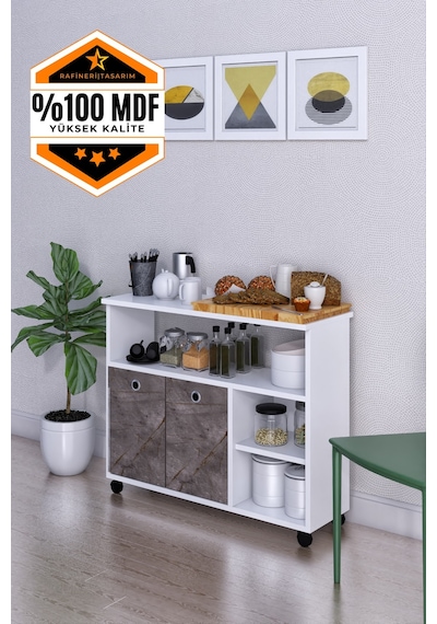 Taşınabilir Çok Amaçlı 2 Kapaklı Katlı Mutfak Ve Salon Masası Mdf Gri - Beyaz Taşınabilir Çok Amaçlı 2 Kapaklı Katlı Mutfak Ve Salon Masası Mdf Gri - Beyaz