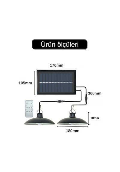 Solar 2 Ledli Ip65 Su Geçirmez Sarkıt Bahçe Aydınlatma Güneş Enerjili Kumandalı Led Işık