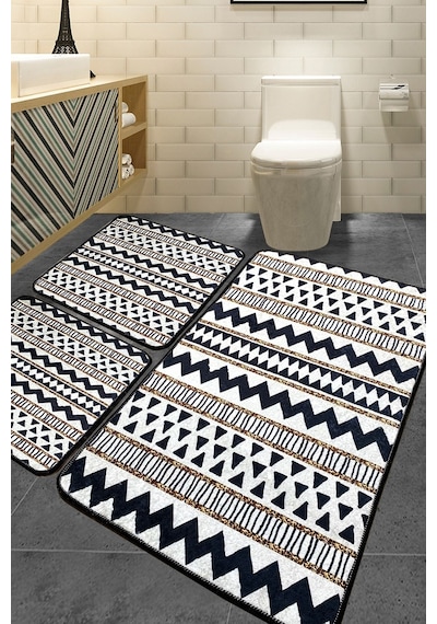 Chilai Home Linie 3'lü Set Djt Banyo Halısı 60x100 Cm 50x60 Cm 50x60 Cm Beyaz