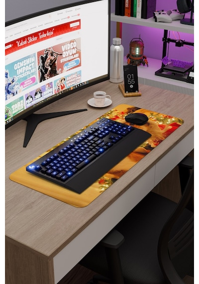 Yeni Yıl Kediler- Kedi- Yılbaşı V1 70x30 Xl Gaming Kauçuk Kaymaz Taban Mouse Pad Fare Altlığı