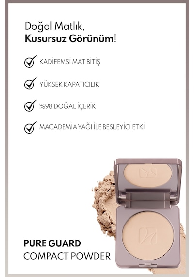 Pureguard Compact Powder100 Soft Ivory Mat Bitişli Fırınlanmış Toz Pudra
