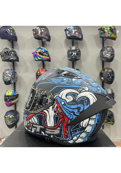 Mts M-801 Snake Full Face Kask Myth Blue Mavi