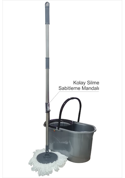 Büyük 19 Lt. Mikrofiber Döner Başlıklı Otomatik Kendinden Sıkmalı Yassı Tekerlekli Mop Mob Temizlik Seti Paspas Takımı Uzun Döner Hareketli Başlıklı Saplı