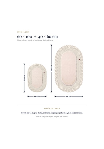 Banyo Paspası Takımı 60x100+40x60 Cm Dış Trikot Bej & Krem