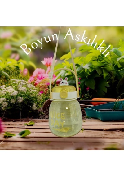 Maskotlu,çıkartma Hediyeli, Boyun Askılıklı, Ithal Lüx Matara/suluk 1100 Ml Açık Sarı
