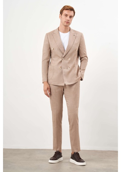 Morven Erkek Vizon Keten Trend Kruvaze Slim Fit Sivri Yaka Takım Elbise 24ys001011405 Vizon Morven Erkek Vizon Keten Trend Kruvaze Slim Fit Sivri Yaka Takım Elbise 24ys001011405 Vizon