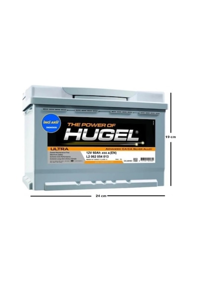 Hugel Akü 12 V 60 Ah Amper 490 A(En)