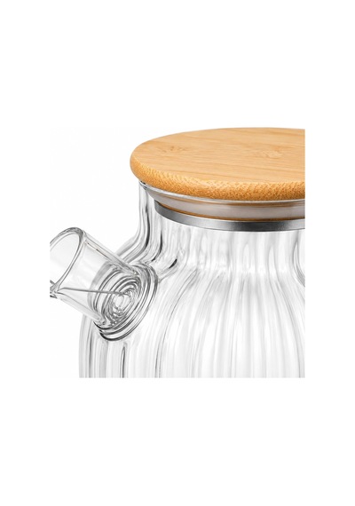 Bambu Kapaklı Kendinden Süzgeçli Borosilikat Cam Demlik 1000 Ml Isıya Dayanıklı Termisil Cam Çay, Kahve Ve Bi Diğer