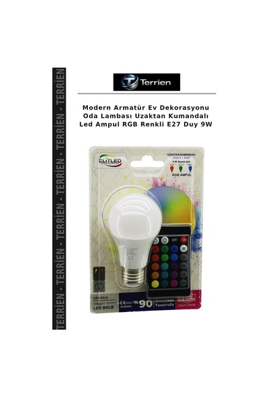 Modern Armatür Ev Dekorasyonu Oda Lambası Uzaktan Kumandalı Led Ampul Rgb Renkli E27 Duy 9w