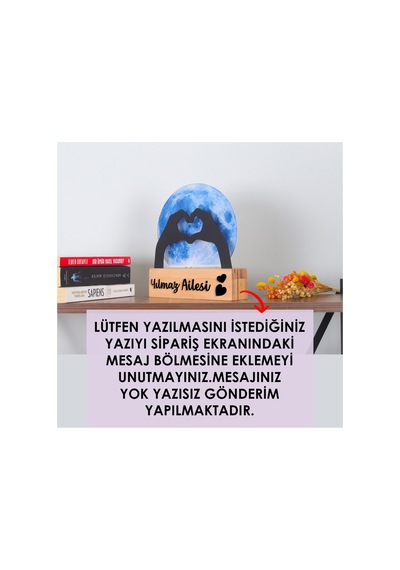 Led Işıklı Pleksi Dolunay Kişiselleştirilebilir Dekoratif Biblo Holly Kalp Anahtar Askılığı Mavi - 737348111 Mavi