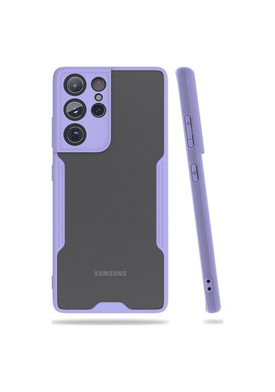 Samsung Galaxy  Uyumlu,  S21 Ultra Kılıf Platin Silikon - Lila