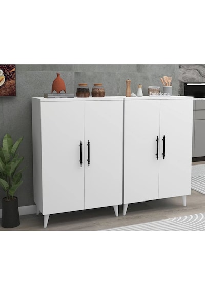 Reyo Home Enda 6 Raflı 4 Kapaklı Çok Amaçlı Dolap Beyaz