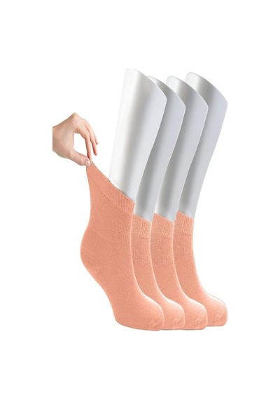 Ozzy Socks Kadın 4 Çift Bambu Lastiksiz Sıkmayan Diabetik Bilek Çorap Somon