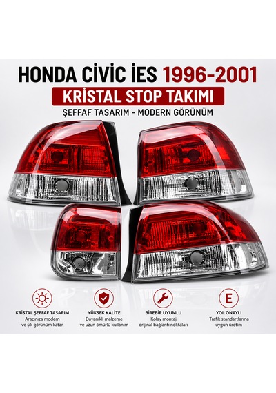 Honda Cıvıc İes 1996-2001 Uyumlu Kristal Stop Takımı 4 Parça