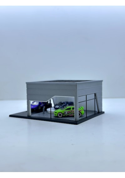 1/64 Ölçekli Gri Renk Showroom Tasarımlı Diorama Araç Sergileme Garajı 3d Baskı